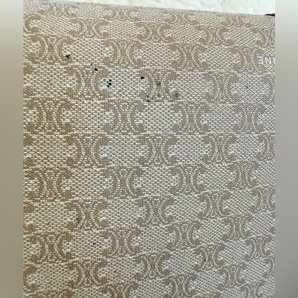 Celine Brown & Beige macadam Leather Trim Crossbody Bag - Picture 11 of 15